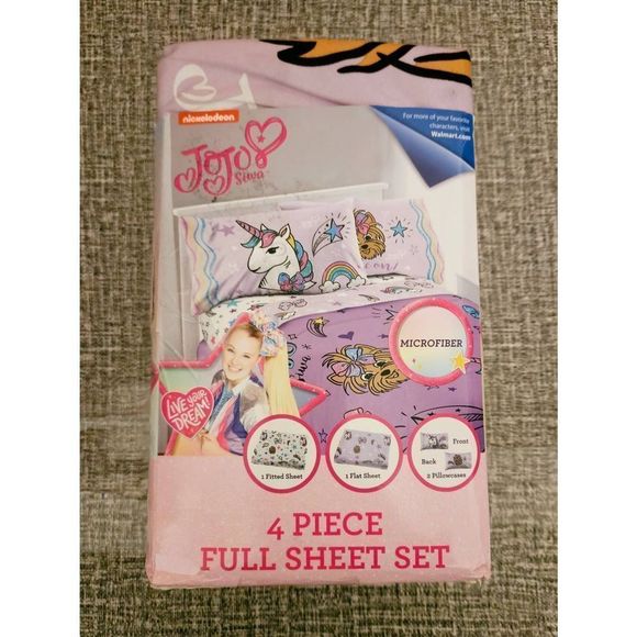 Nickelodeon JoJo Siwa 4 Piece Full Size Sheet Set Cob the Unicorn BowBow the Dog - Picture 3 of 5